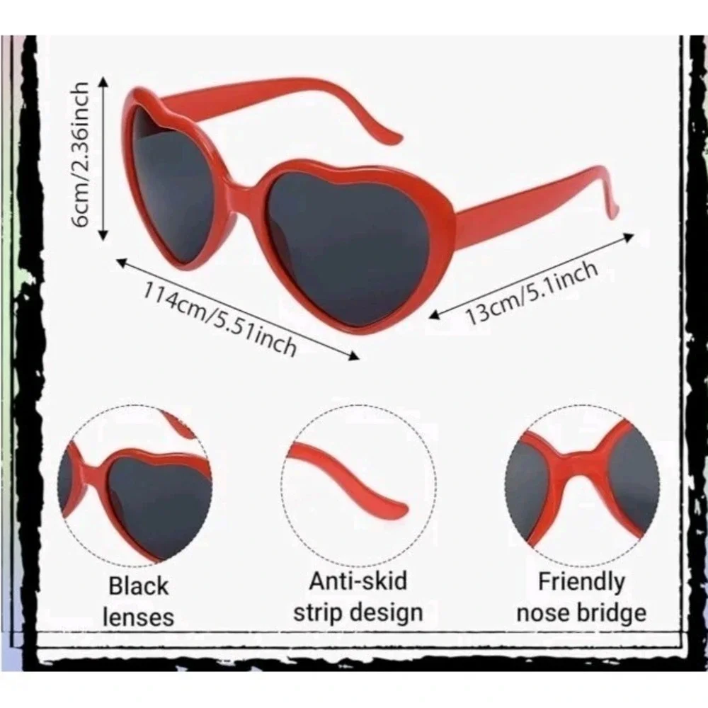 Black Fedora Hat Red Heart Sunglasses‎ Friendship Bracelets Adult Teen Costume